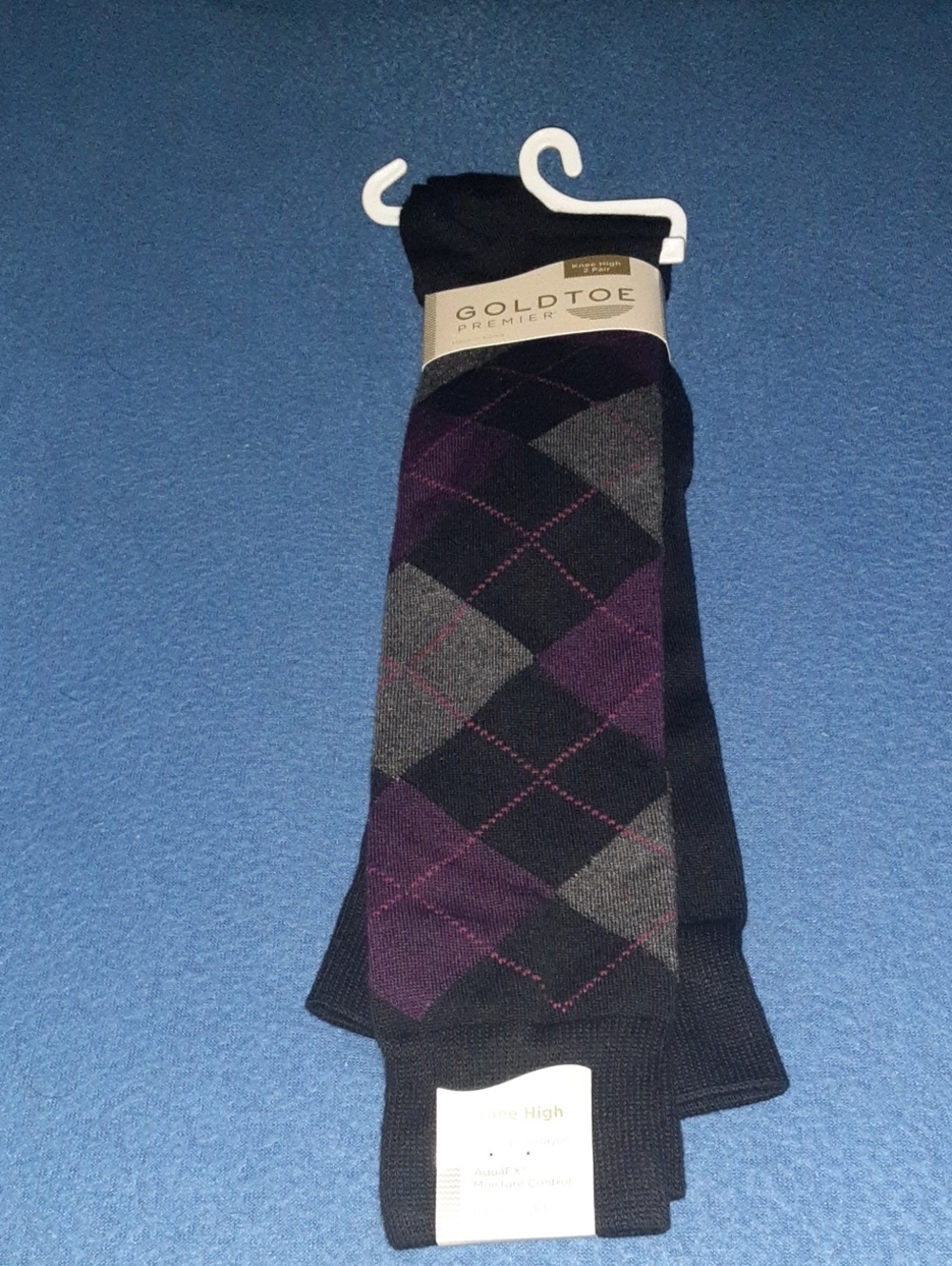 Gold Toe Women's Black, Gray & Purple Argyle Dress Socks